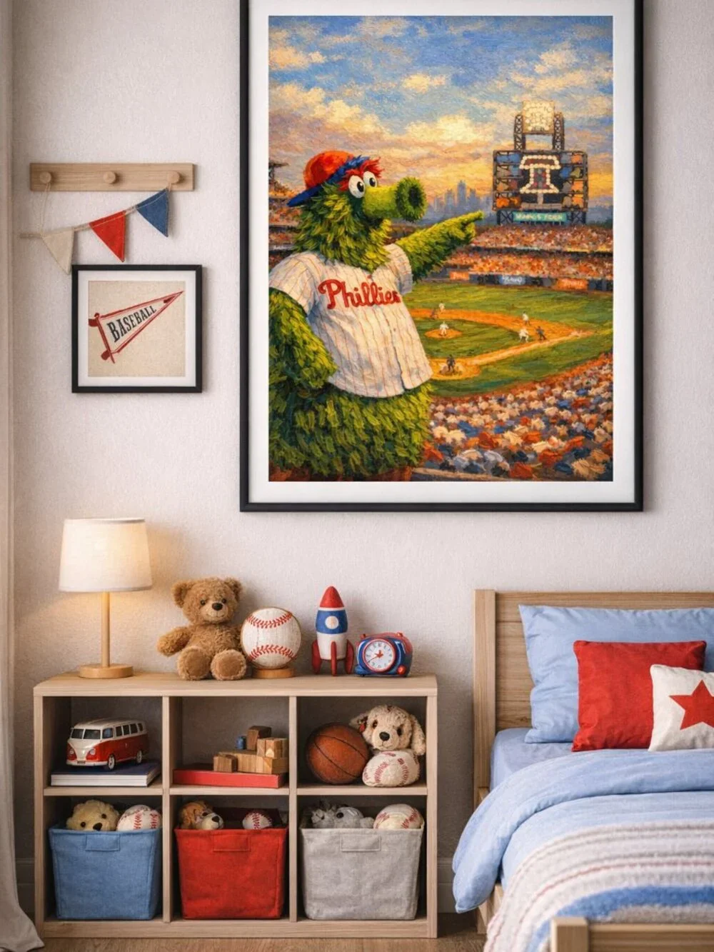 Phillie Phanatic Oil Painting Wall Art  | 13x19 Philadelphia Baseball Decor